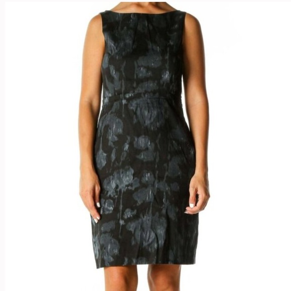 Theory Dresses & Skirts - Theory Felisha-Vel Black/Gray Floral Print Sleeveless Boat Neck Sheath Size 4
